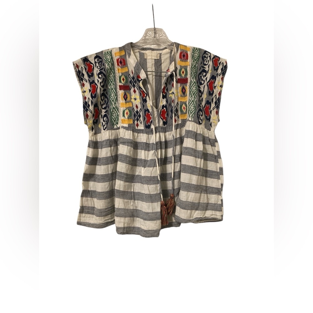 Altar’d State 100% Cotton Colorful Embroidered Striped Top. Size Small. - Picture 12 of 12